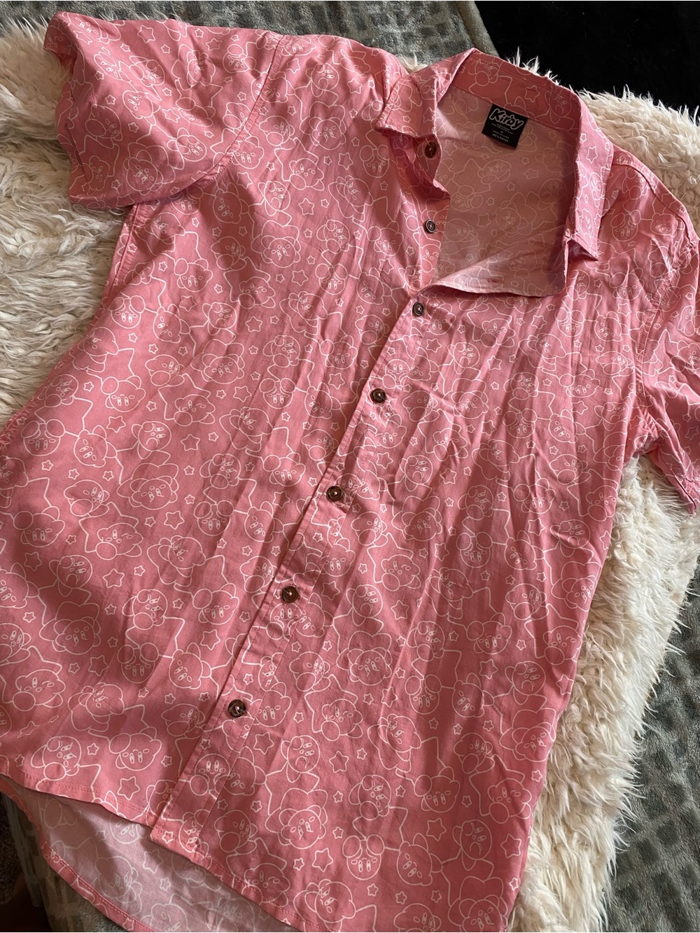Short-Sleeve Pink Button-Down Shirt